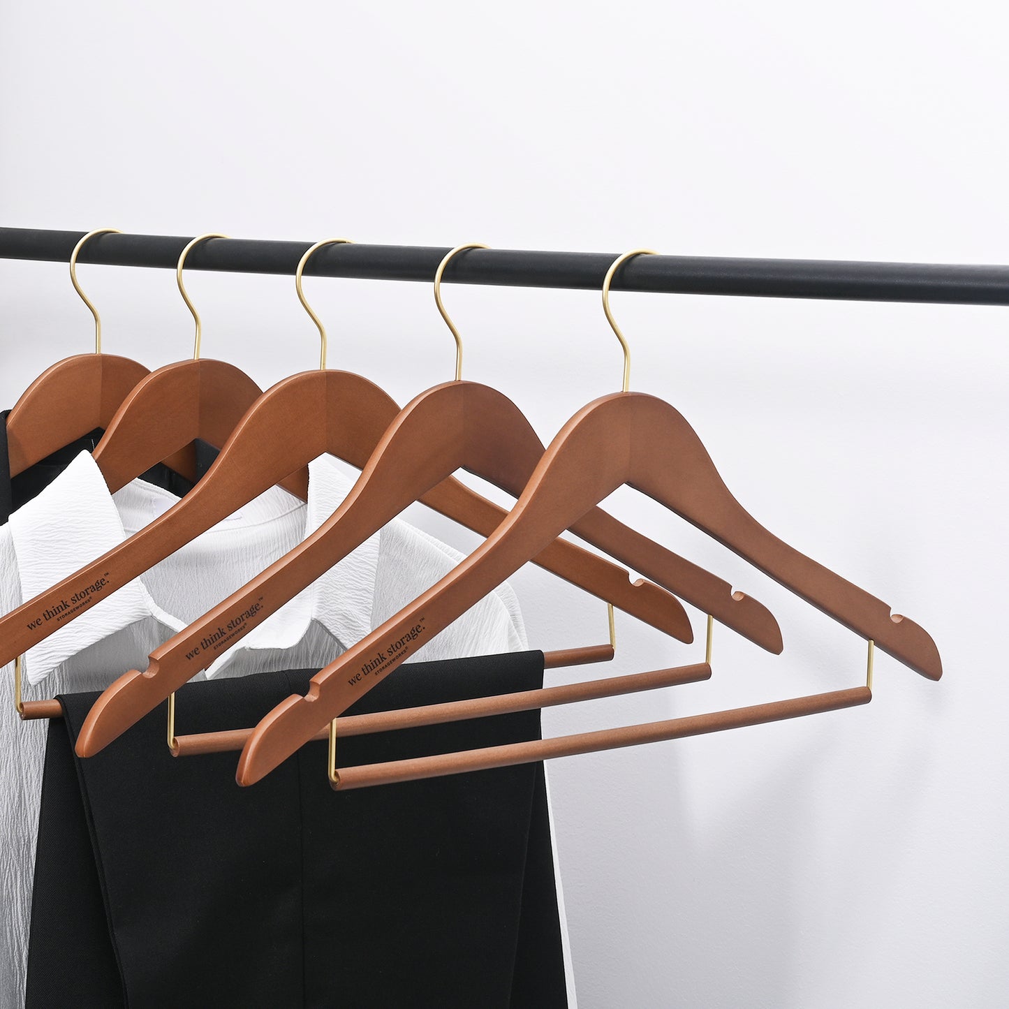 WeThinkStorage Premium Hotel Quality Space-Saving Slim Wood Hanger 30-count Combo Pack  - Brown
