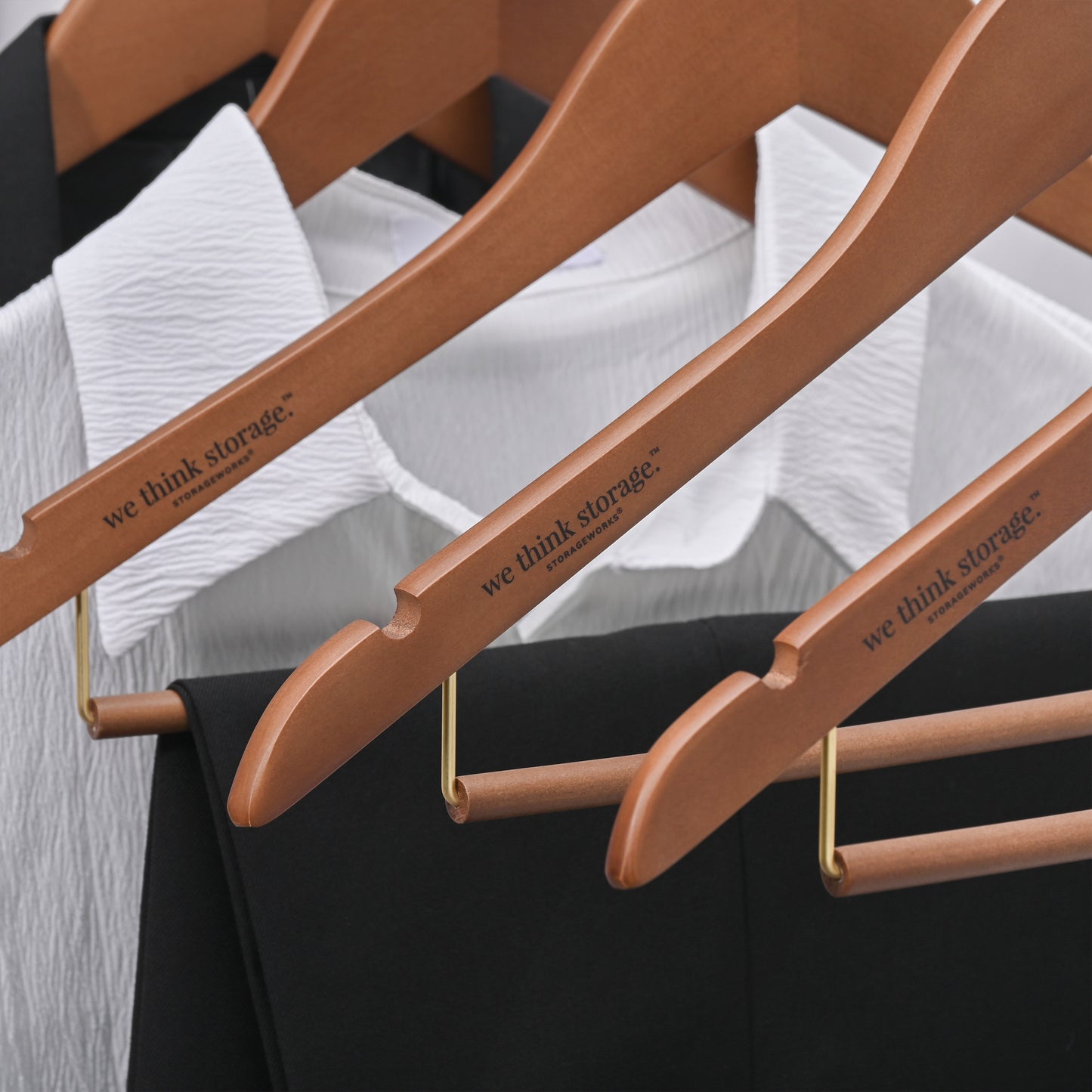 WeThinkStorage Premium Hotel Quality Space-Saving Slim Wood Hanger 30-count Combo Pack  - Brown