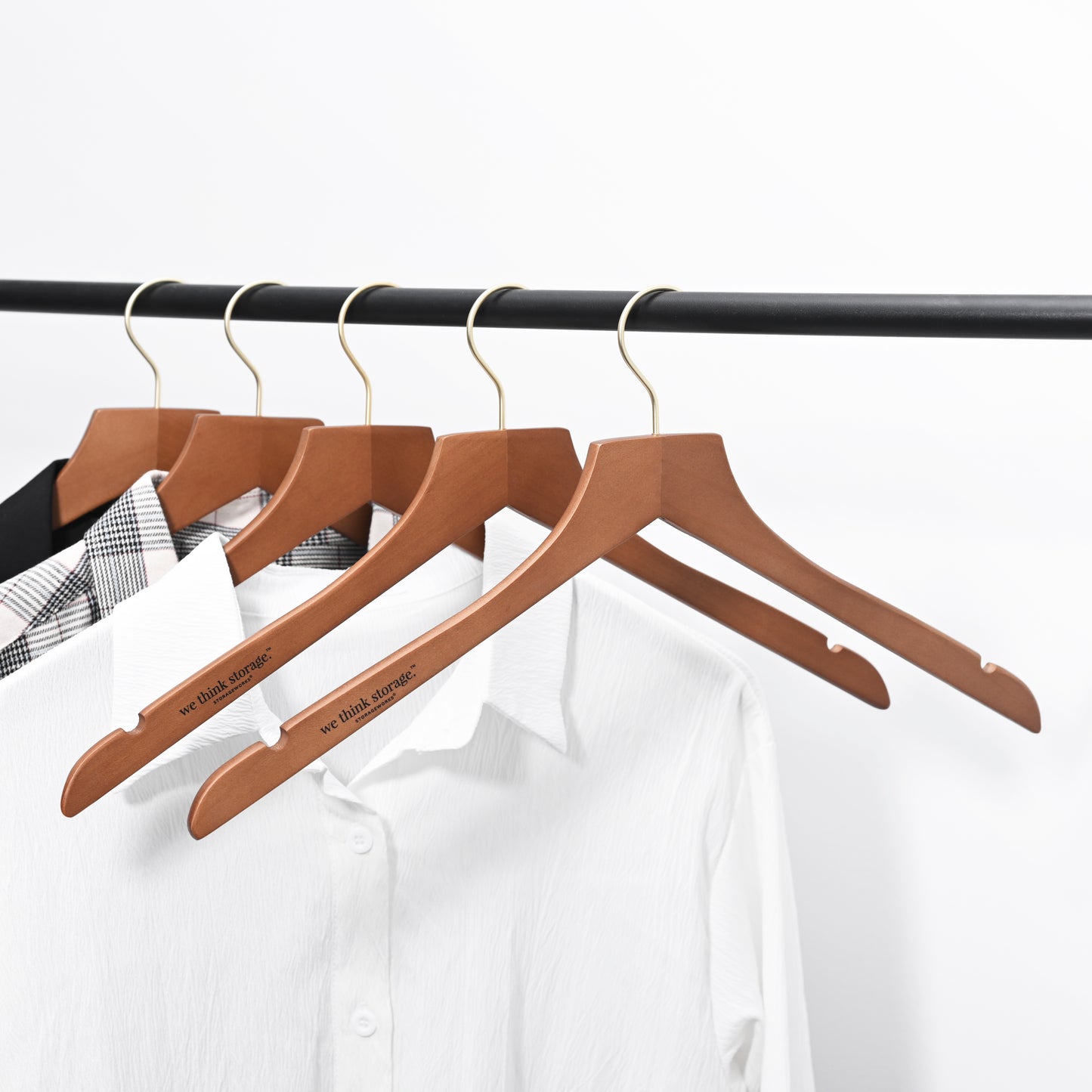 WeThinkStorage Premium Hotel Quality Space-Saving Slim Wood Hanger 30-count Combo Pack  - Brown