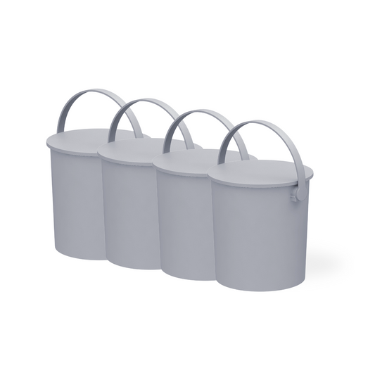 JEJ Astage  4-Gallon Decorative Sturdy Bucket with Lid & Handle, 4-pack - Light Gray