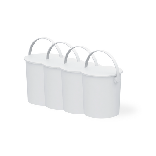 JEJ Astage  4-Gallon Decorative Sturdy Bucket with Lid & Handle, 4-pack - White