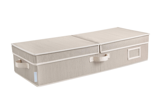 WeThinkStorage Folding Fabric Under Bed Organizer w/Double Open Lid - Clay