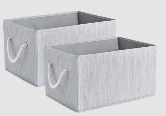 WeThinkStorage 20L Folding Fabric Storage Bin w/Rope Handle - Gray
