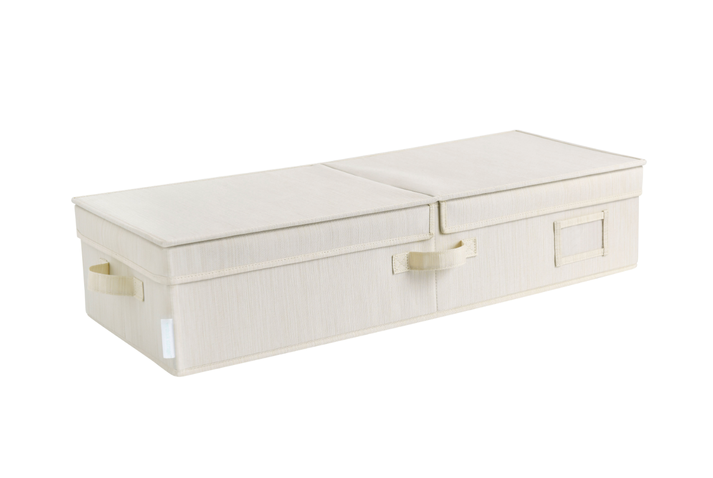 WeThinkStorage Folding Fabric Under Bed Organizer w/Double Open Lid - Ivory