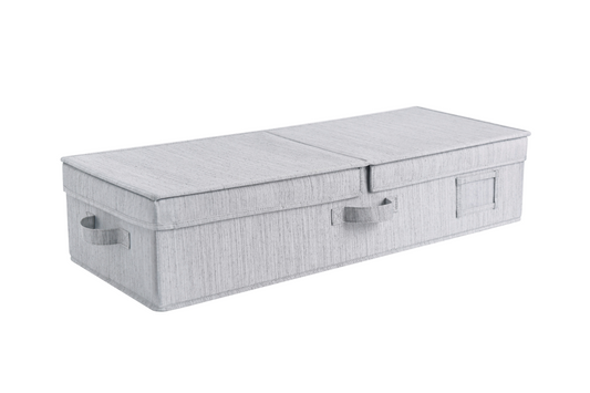 WeThinkStorage Folding Fabric Under Bed Organizer w/Double Open Lid - Gray