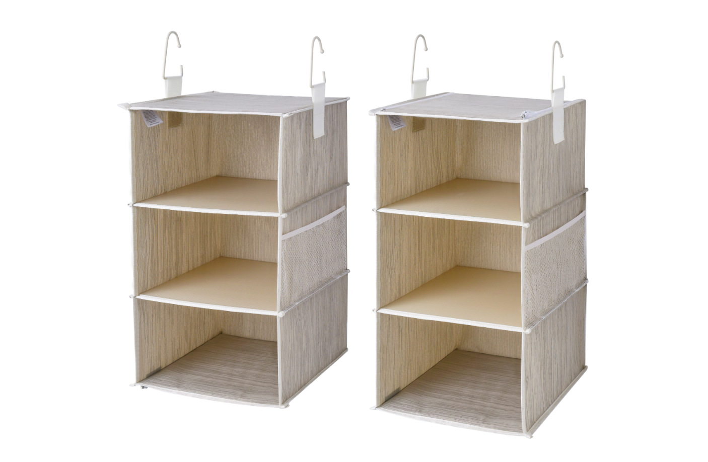 WeThinkStorage Set of 2 Attachable 3 Shelf Reinforced Hanging Closet Organizers, 50lbs Weight Capacity - Clay