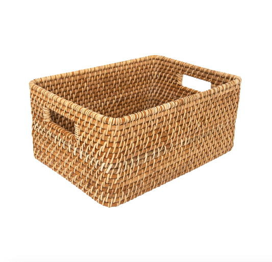 WeThinkStorage Hand-Woven Rattan Storage Basket, 250l Capacity - Natural