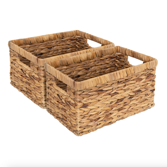 WeThinkStorage Hand-Woven Hyacinth Wicker Storage Baskets - Natural