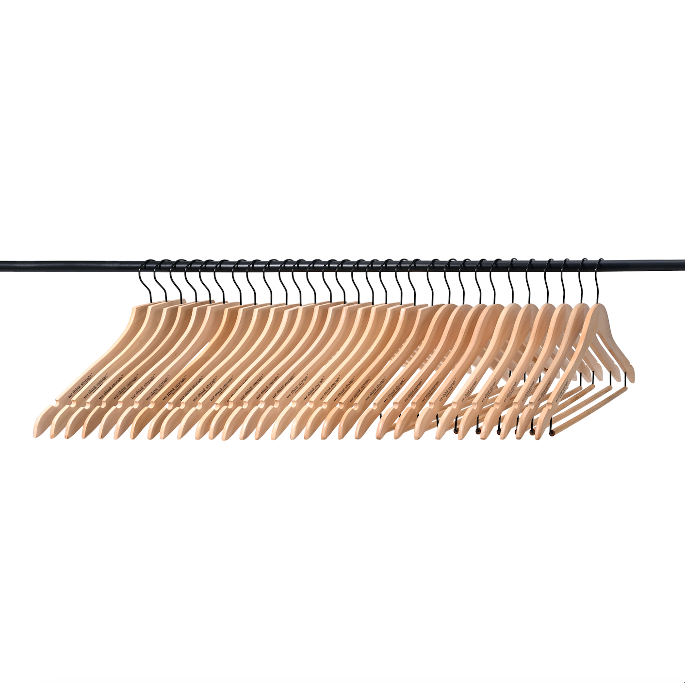 WeThinkStorage Premium Hotel Quality Space-Saving Slim Wood Hanger 30-count Combo Pack  - Natural