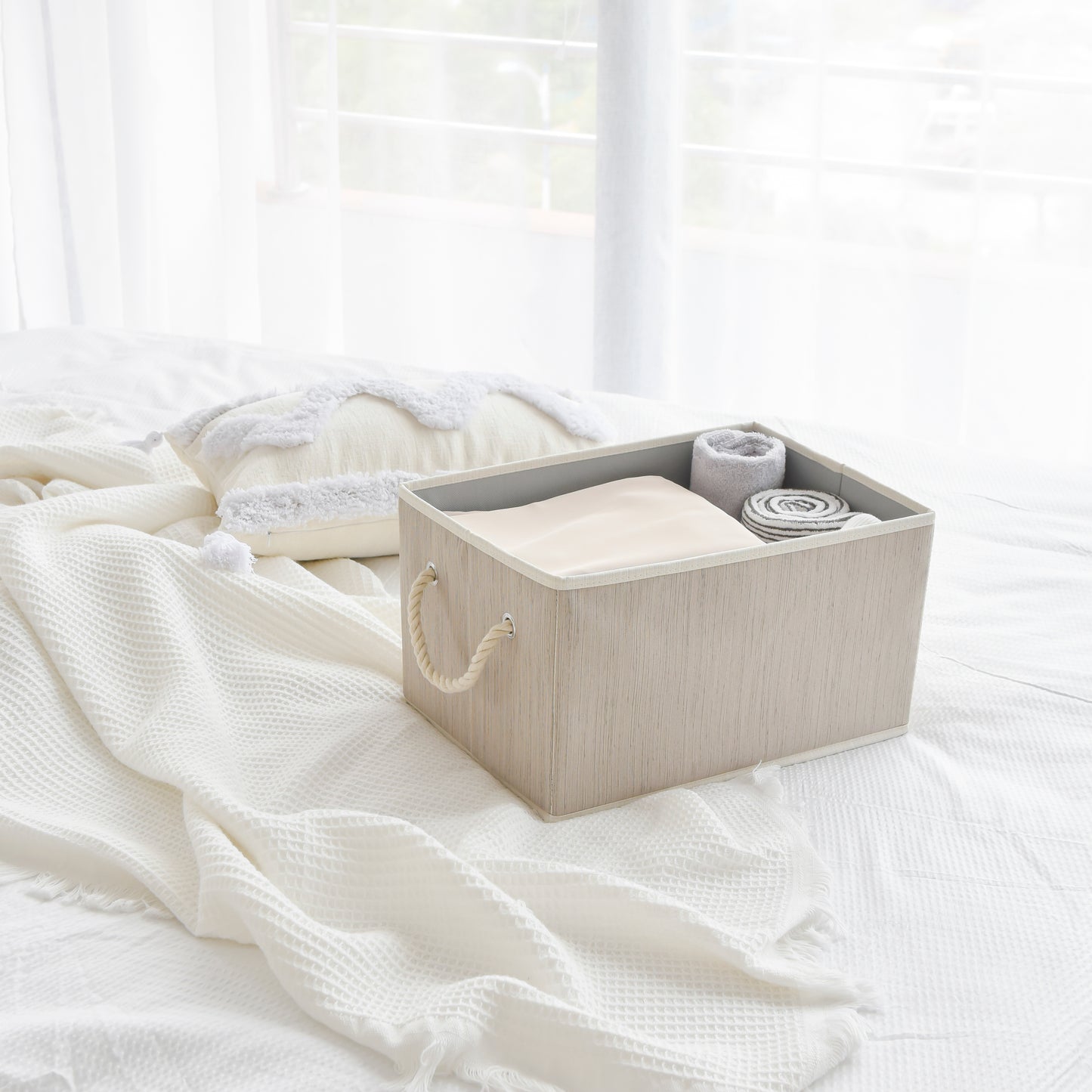 WeThinkStorage 20L Folding Fabric Storage Bin w/Rope Handle - Clay
