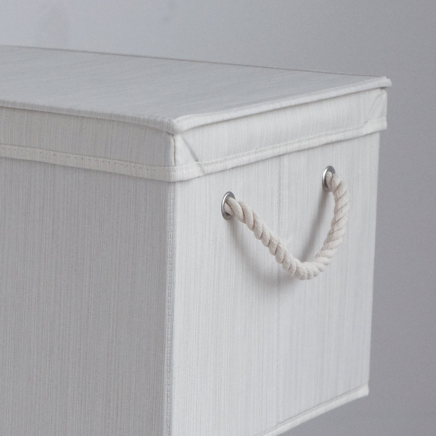 WeThinkStorage 34L Foldable Organizing Storage Bin with Rope Handle and Lid - Ivory