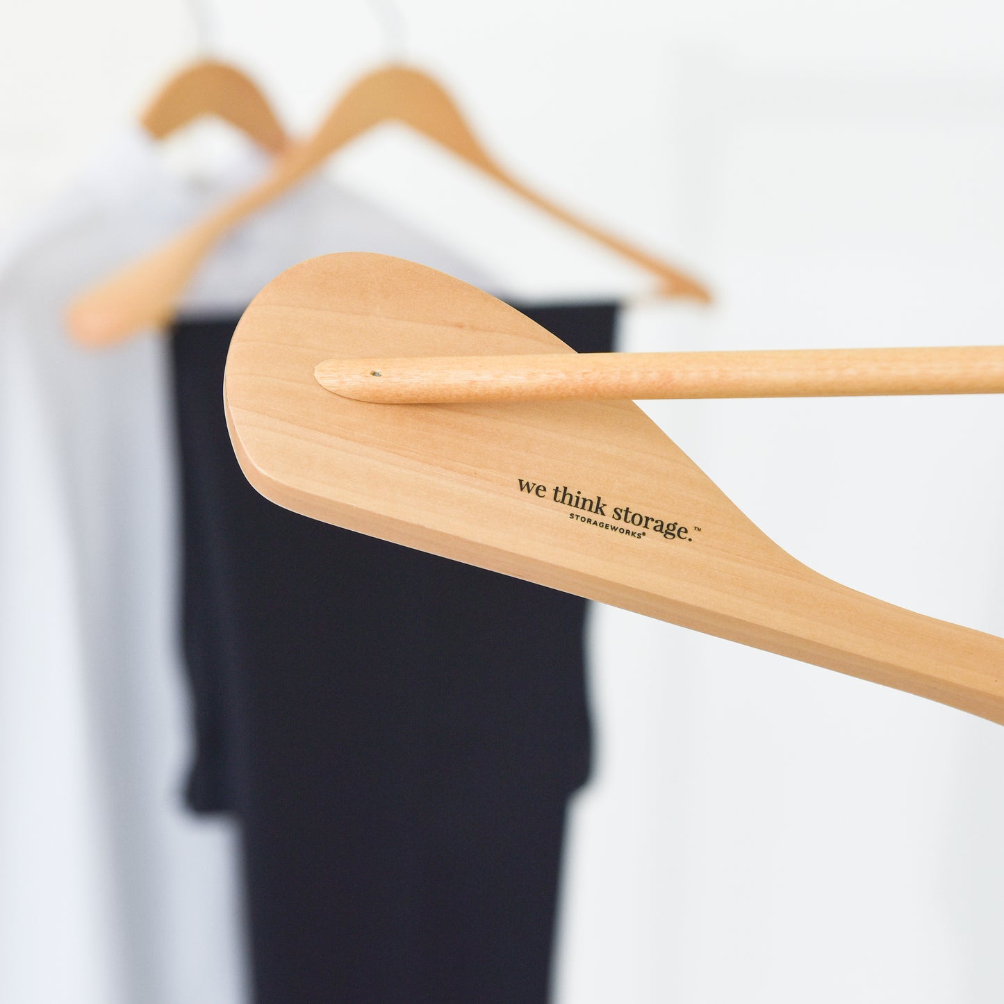 WeThinkStorage Wood Hanger With Wide Shoulders - Natural